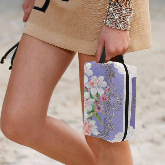 Victorian lace print toiletry comestic bag, design 47