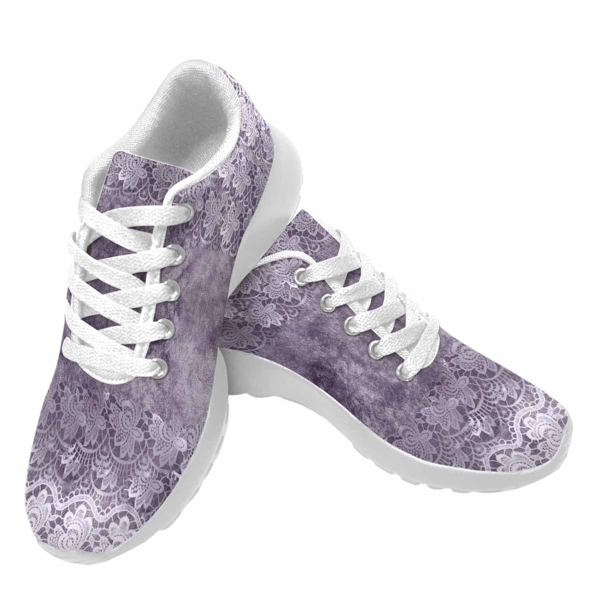 Victorian lace print, womens cute casual or running sneakers, design 39