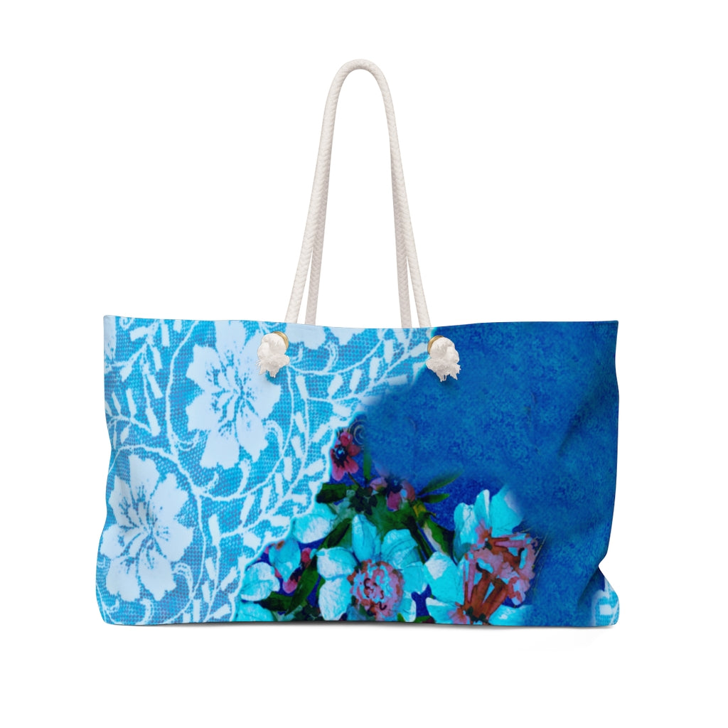 Victorian lace print weekender bag, large, design 49