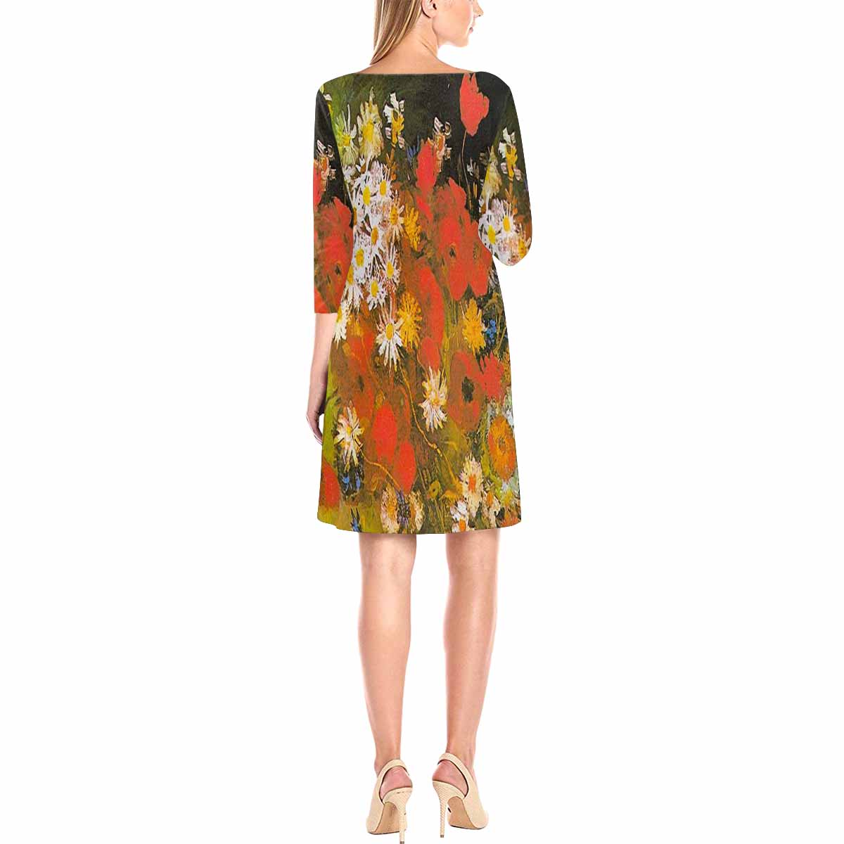 Vintage floral loose dress, XS to 3X plus size, model D29532 Design 60