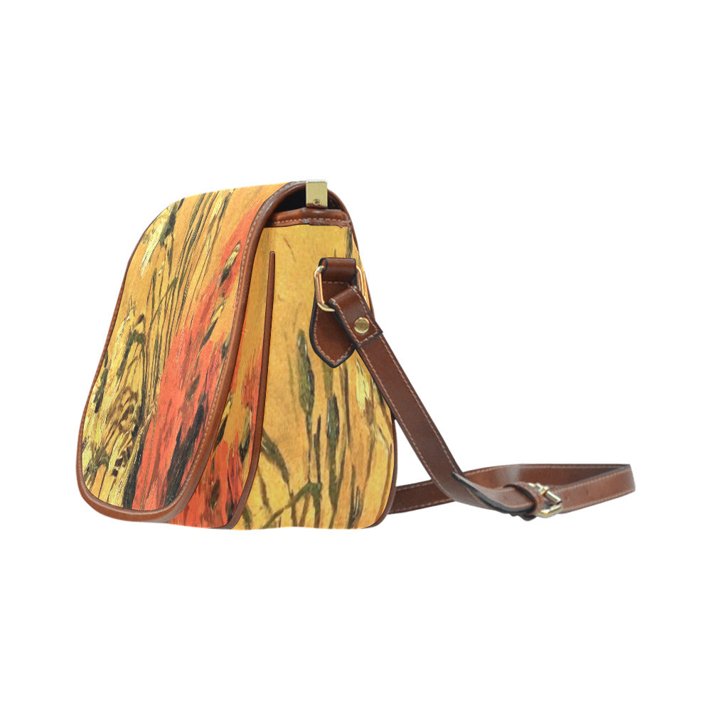 Vintage floral handbag, Design 61 Model 1695341 Saddle Bag/Large (Model 1649)