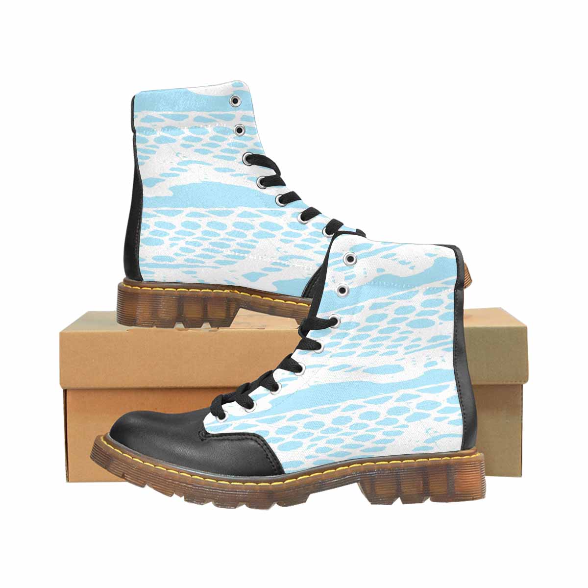 Victorian lace print, cute but tough, Winter walk about  boots, design 08