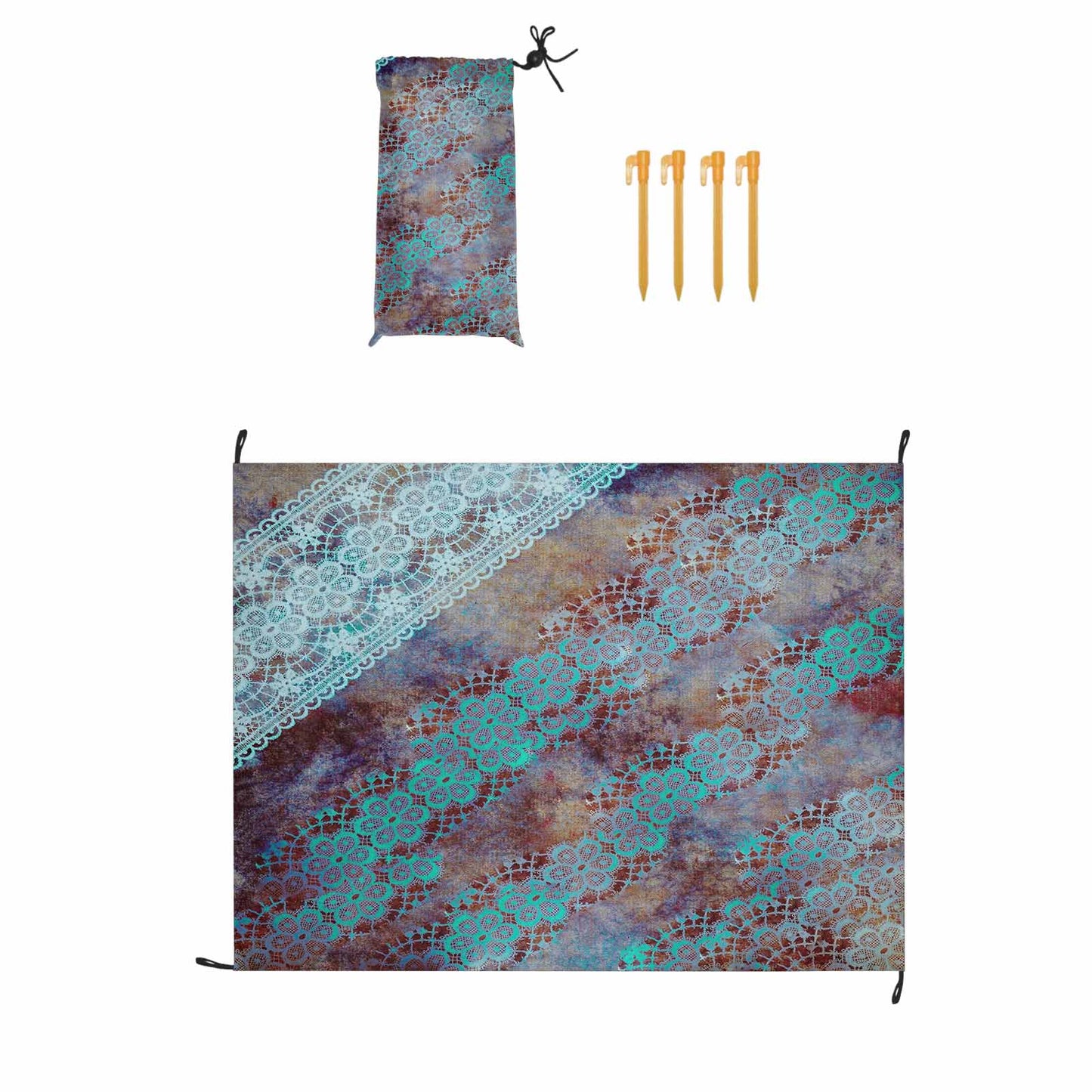 Victorian lace print waterproof picnic mat, 69 x 55in, design 37