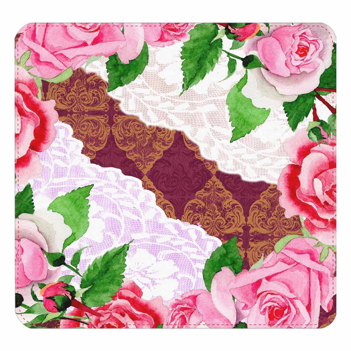 Victorian lace print womens wallet, clutch purse, red trim, design 19