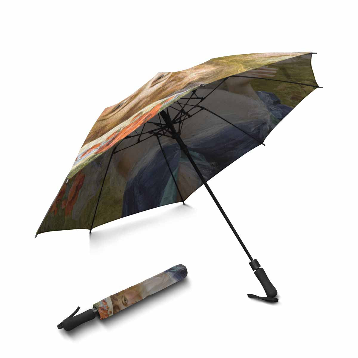 Victorian Lady Design UMBRELLA, Woman with yellow rose at mouth Model U05 C20