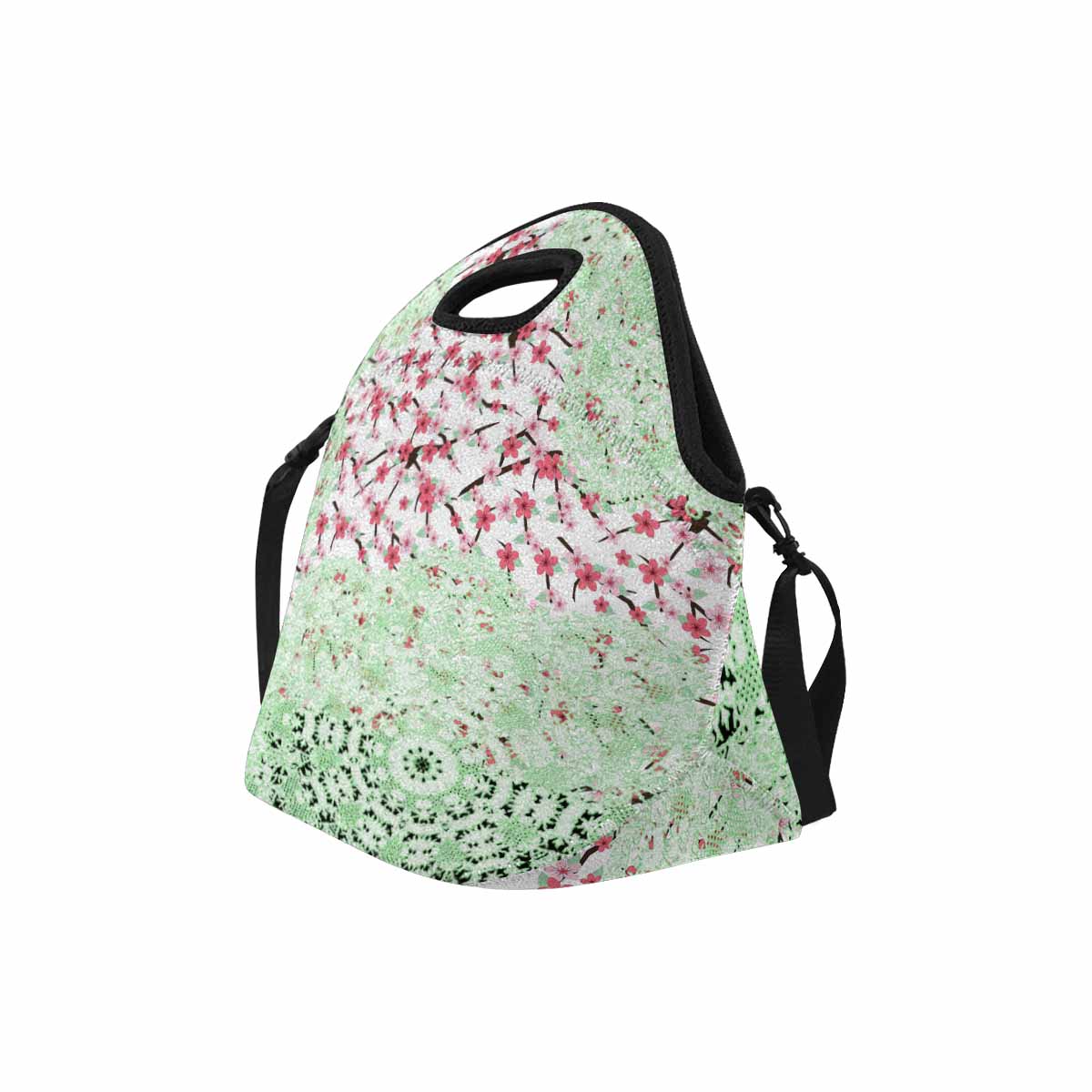 Victorian lace print insulated lunch bag, design 10