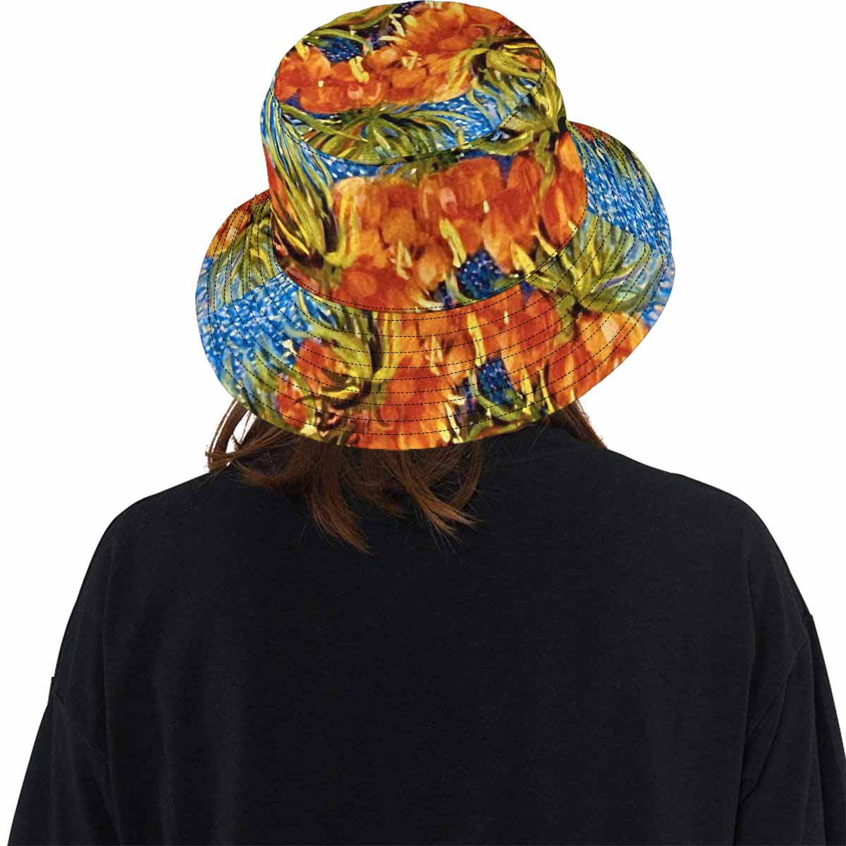 Vintage floral unisex bucket boonie Hat, outdoors hat, Design 42