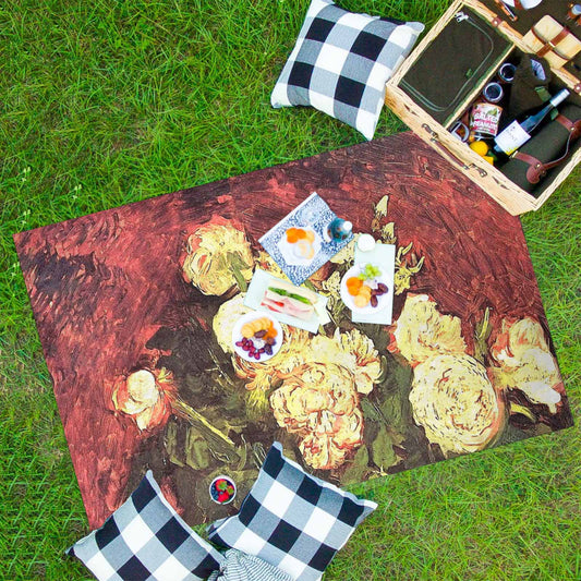 Vintage Floral waterproof picnic mat, 81 x 55in, Design 27