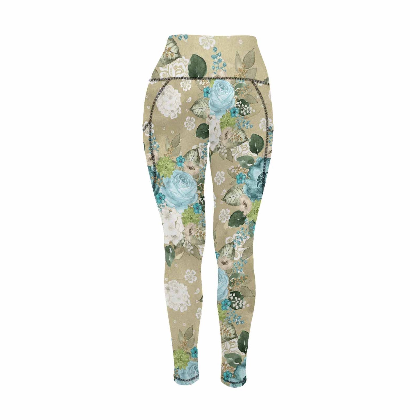 Floral 2, active wear leggings, outside surge, design 37