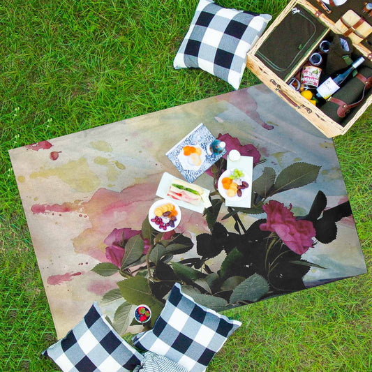 Vintage Floral waterproof picnic mat, 81 x 55in, Design 21