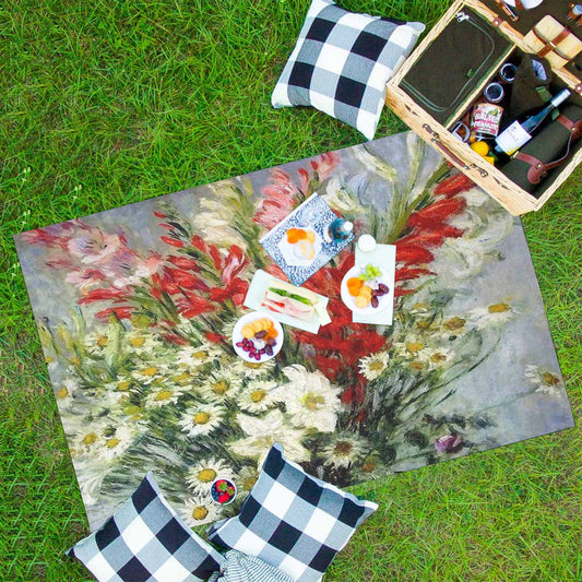 Vintage Floral waterproof picnic mat, 81 x 55in, Design 43