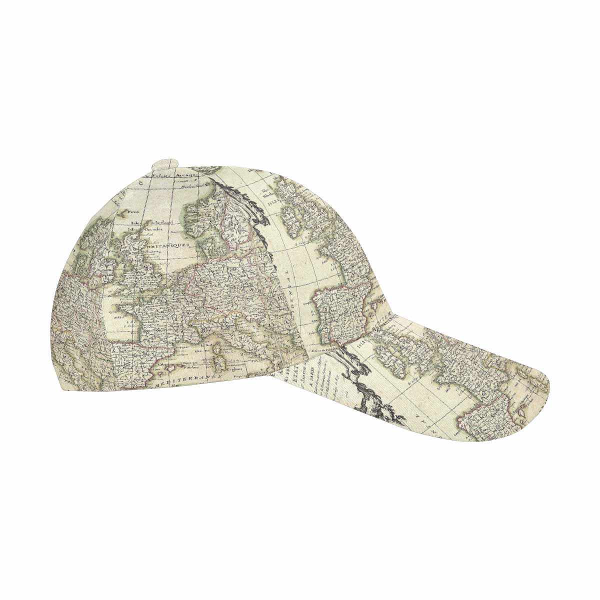Antique Map design dad cap, trucker hat, Design 3