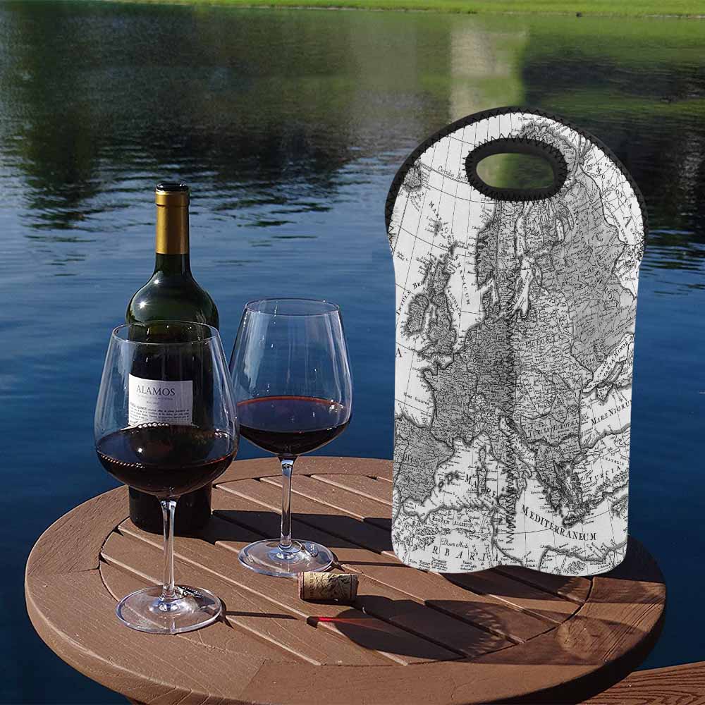 2 Bottle Antique map wine bag,Design 41