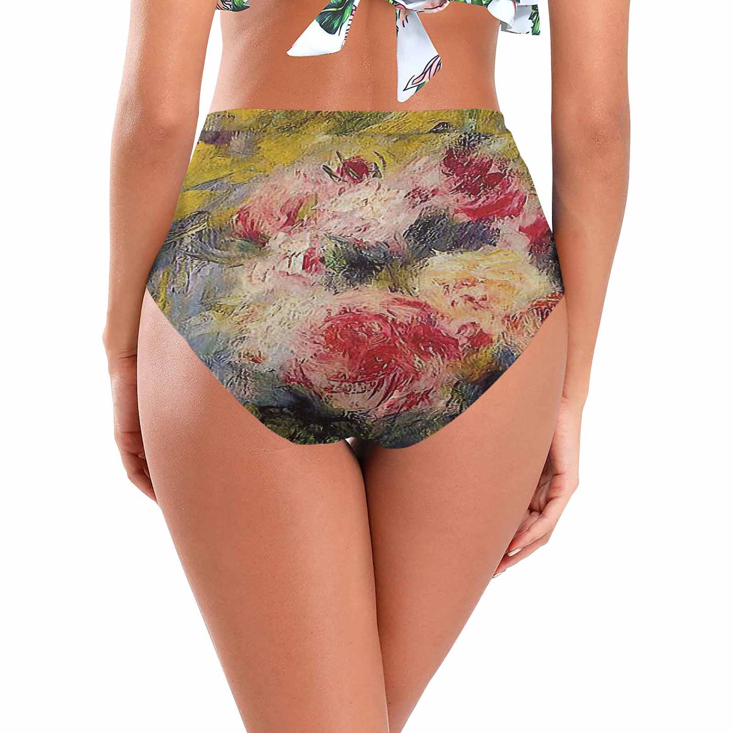 Vintage floral High waist bikini bottom, Design 26