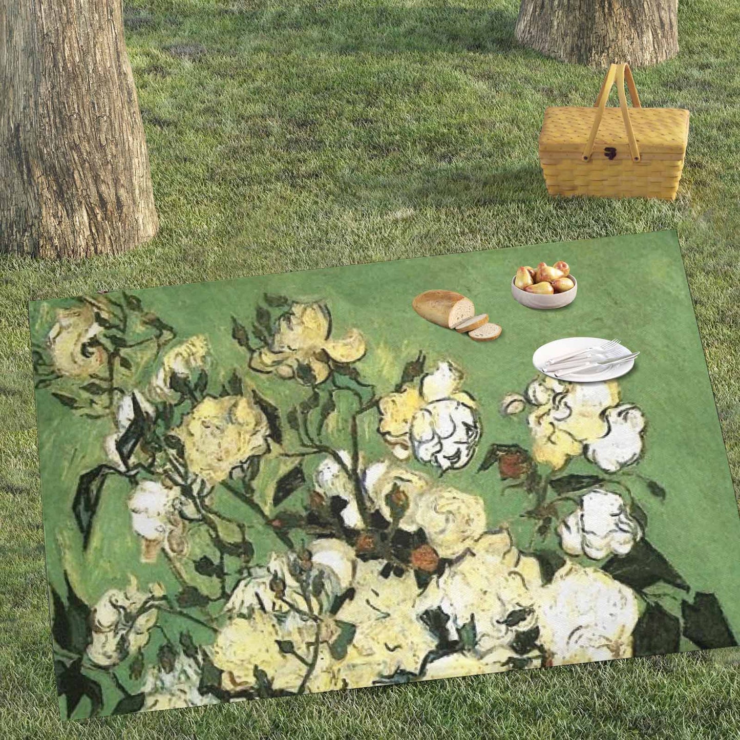 Vintage Floral waterproof picnic mat, 81 x 55in, Design 55