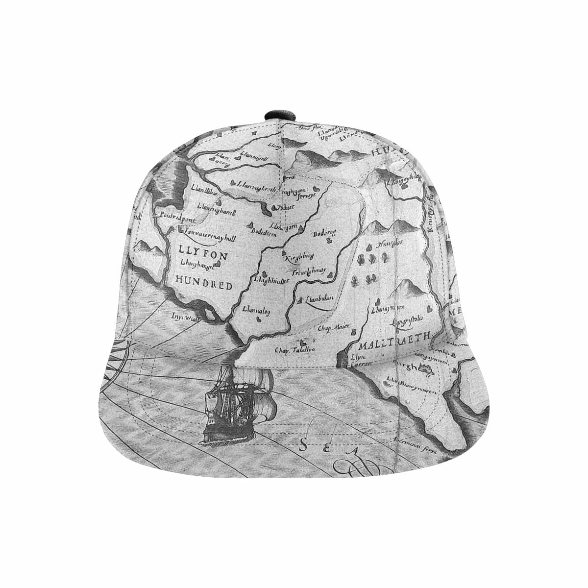Antique Map design mens or womens deep snapback cap, trucker hat, Design 11