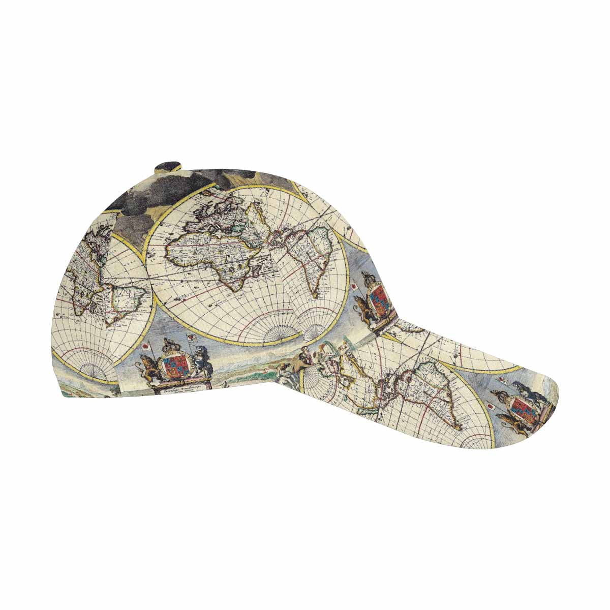 Antique Map design dad cap, trucker hat, Design 19