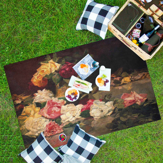 Vintage Floral waterproof picnic mat, 81 x 55in, Design 37