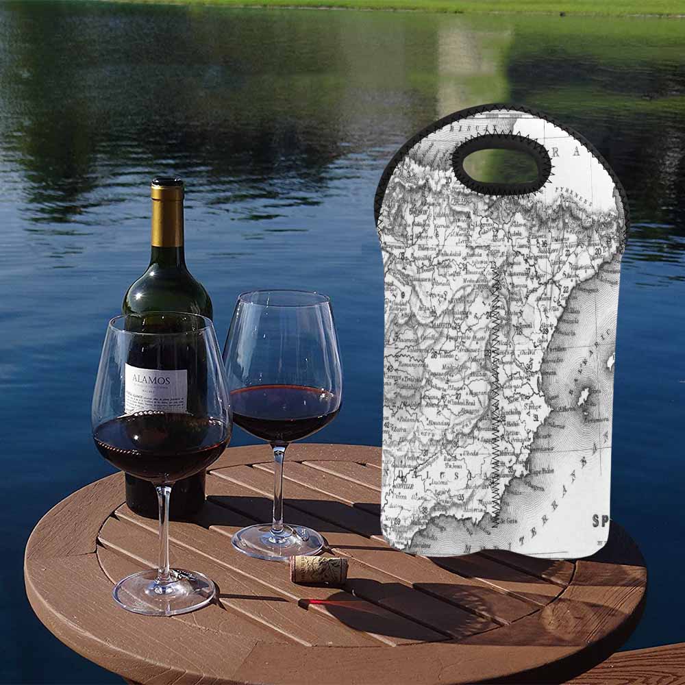 2 Bottle Antique map wine bag,Design 14