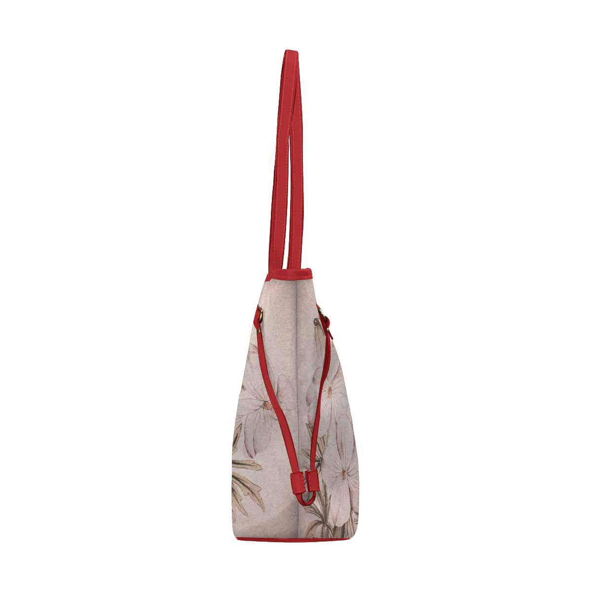 Vintage Floral Handbag, Classic Handbag, Mod 1695361 Design 13x, RED TRIM