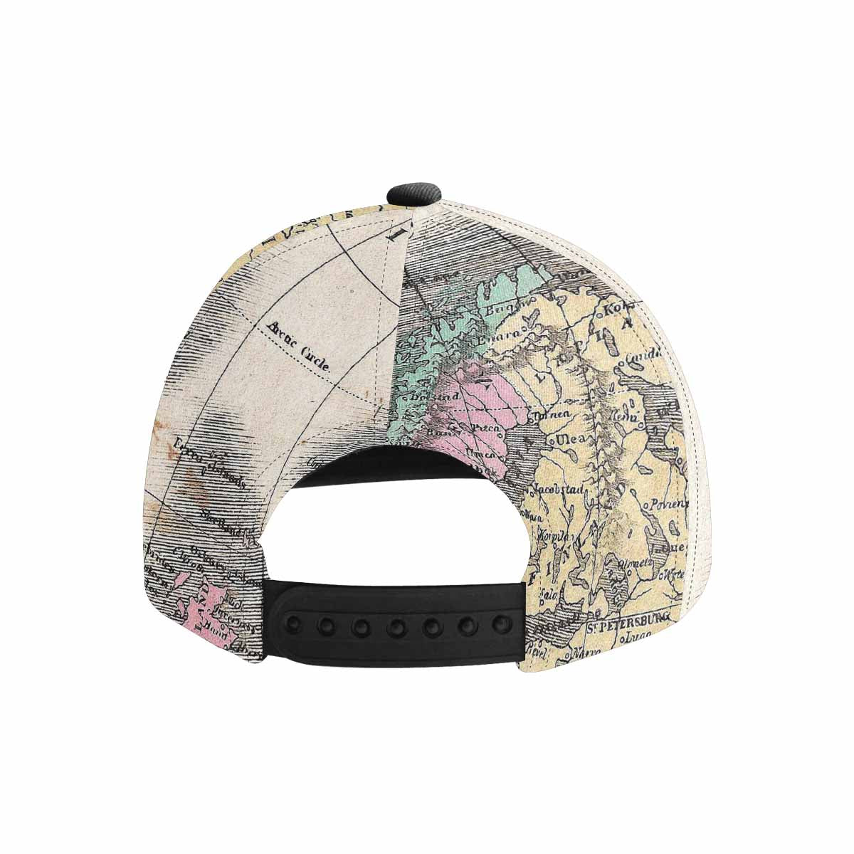 Antique Map design mens or womens deep snapback cap, trucker hat, Design 9