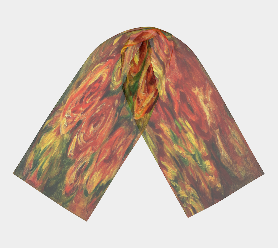 Vintage floral RECTANGLE satin charmeuse scarf, Design 18