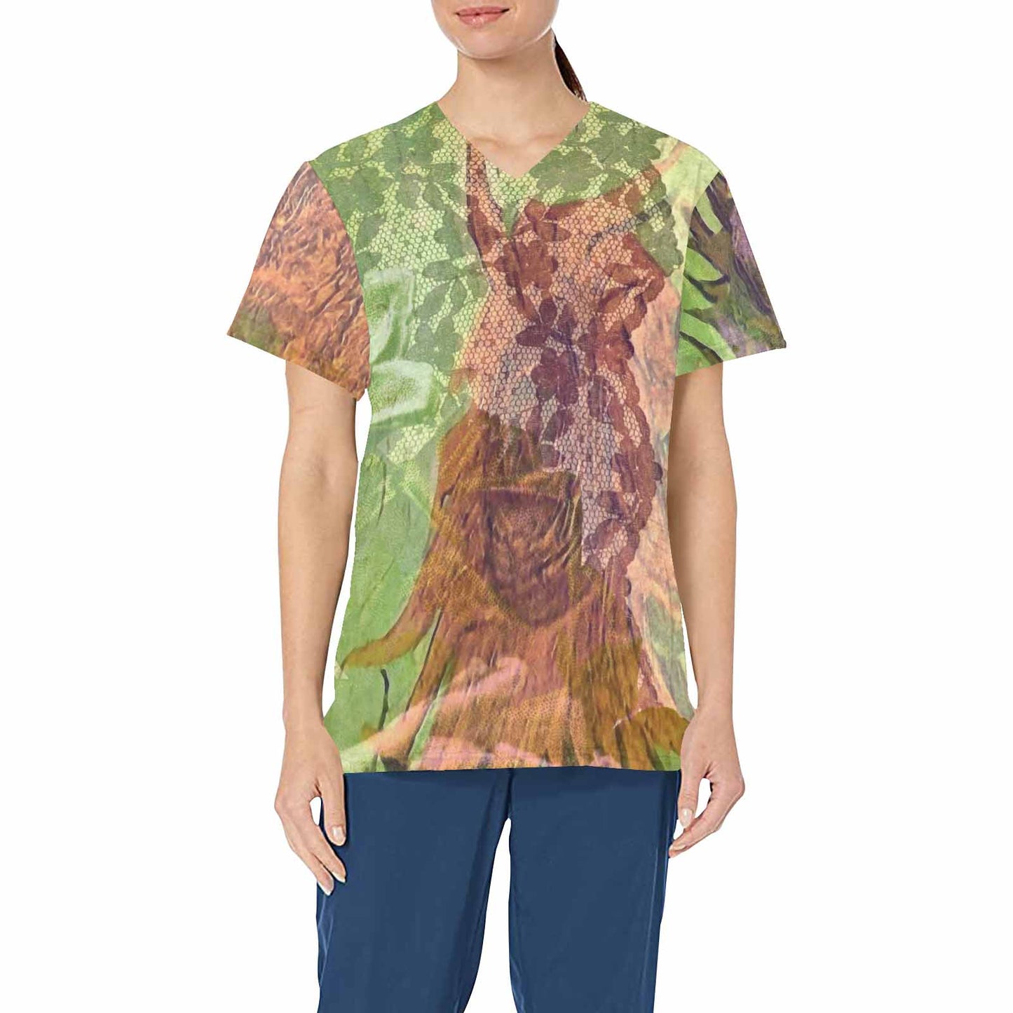 Vintage Floral professional scrubs, nurses scrub, unisex, Design 48xx