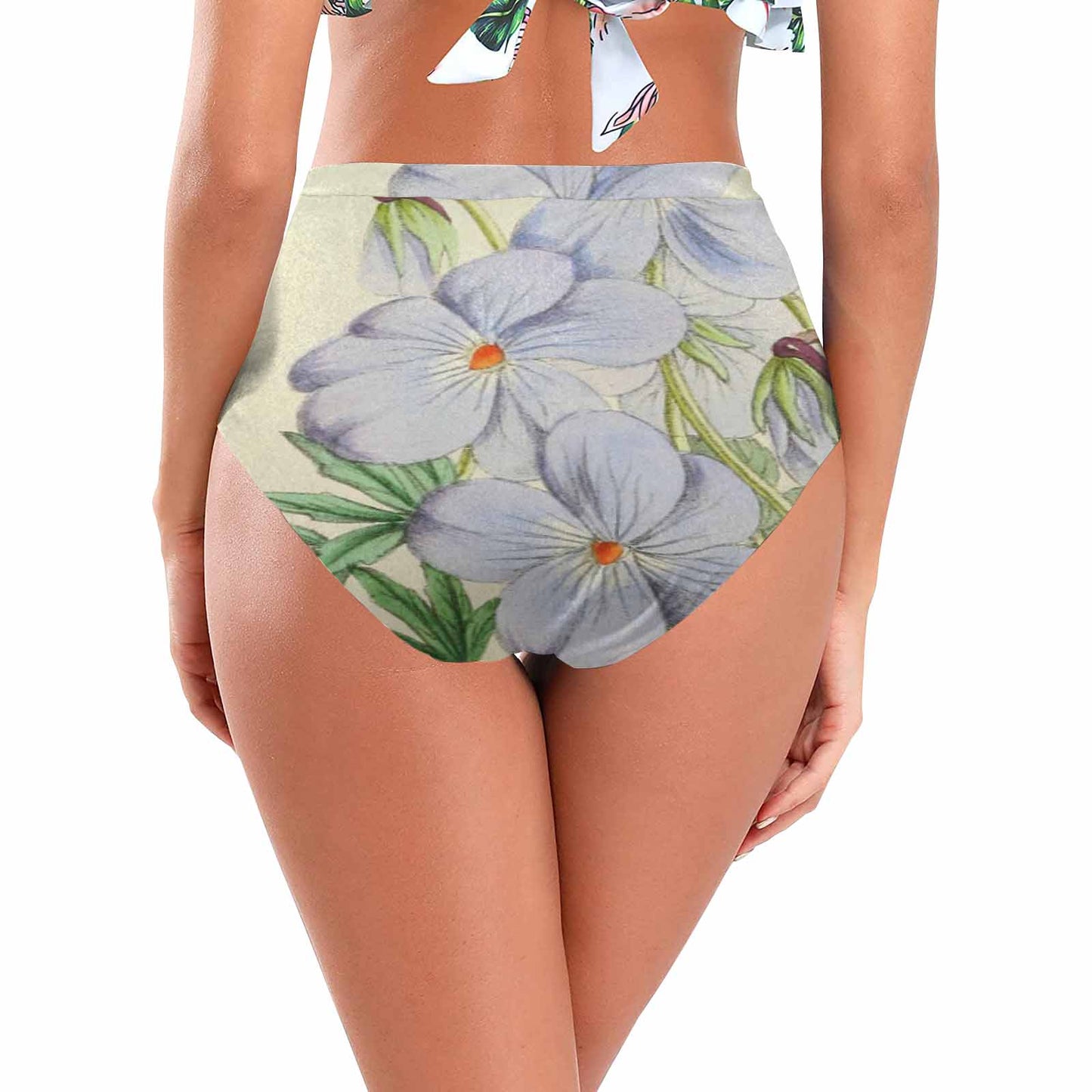 Vintage floral High waist bikini bottom, Design 13