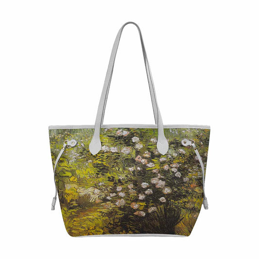 Vintage Floral Handbag, Classic Handbag, Mod 1695361 Design 05, WHITE TRIM