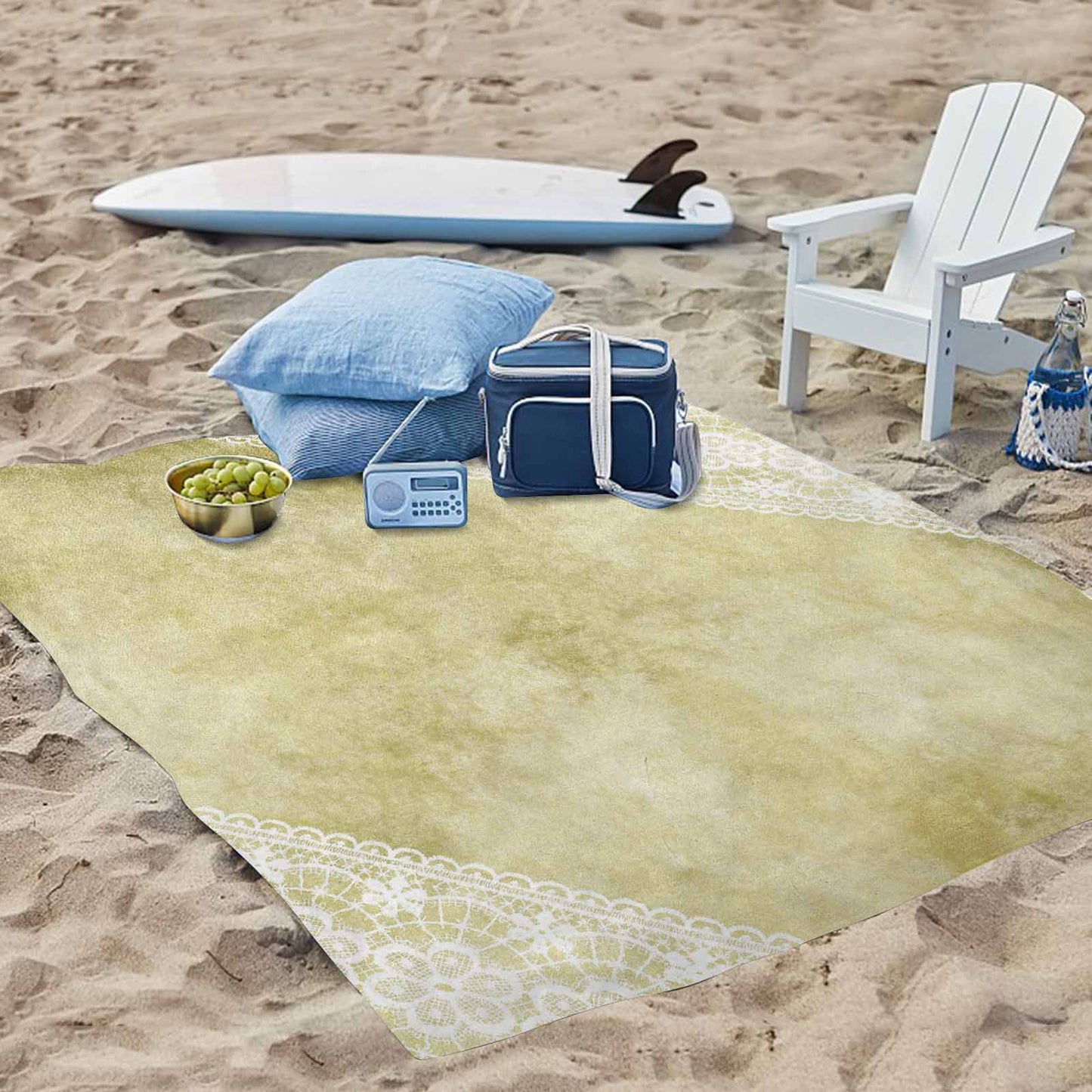 Victorian lace print waterproof picnic mat, 69 x 55in, design 43