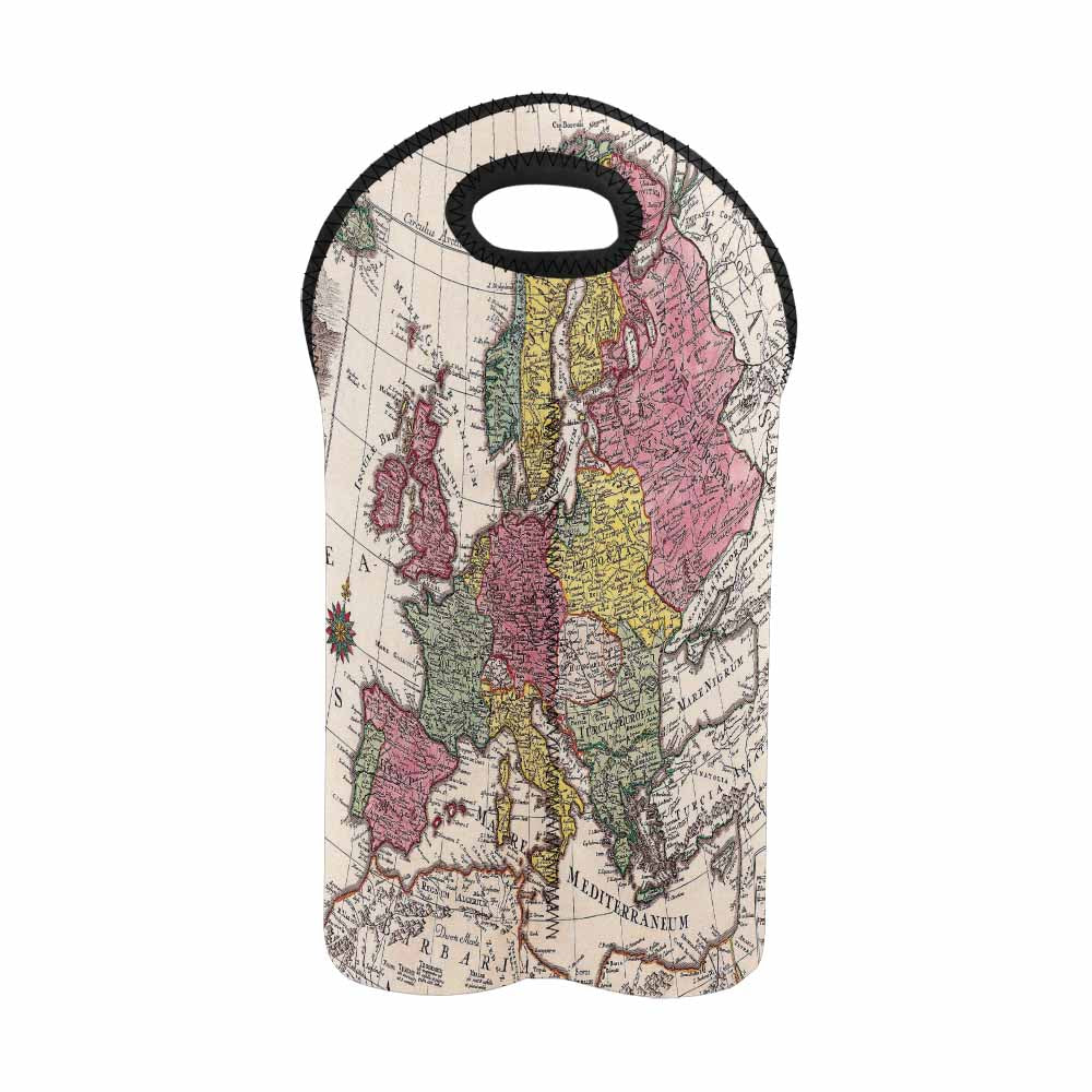 2 Bottle Antique map wine bag,Design 43