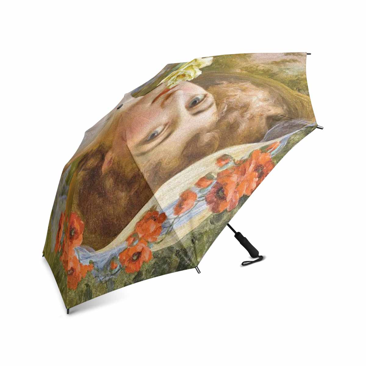 Victorian Lady Design UMBRELLA, Woman with yellow rose at mouth Model U05 C20