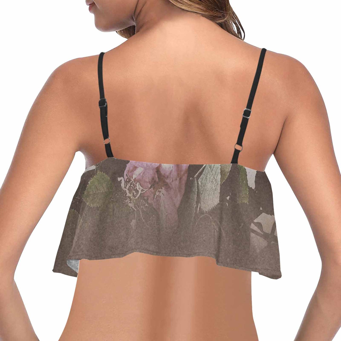 Vintage floral flounce bikini top, Design 22x