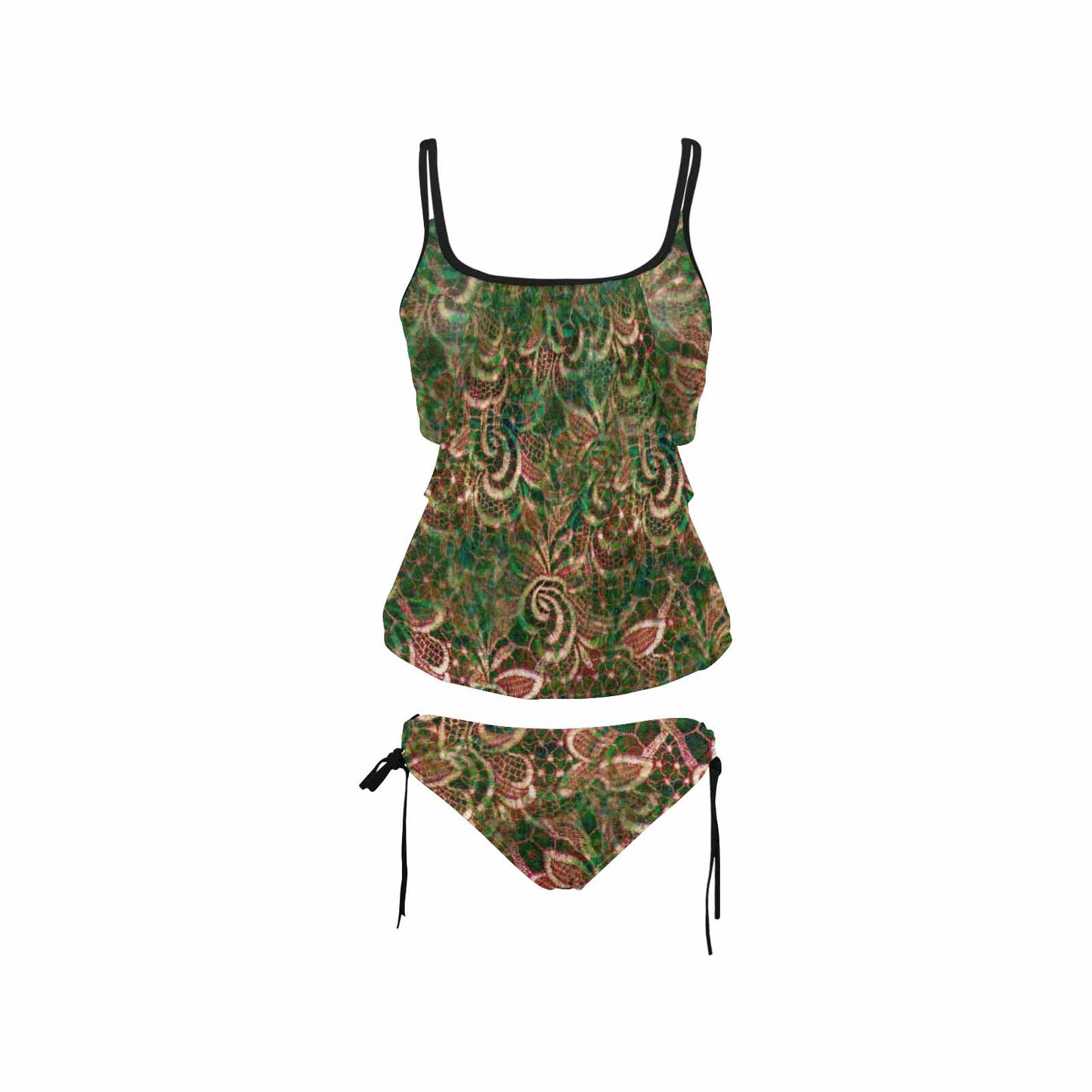 Tankini cover belly swim wear, Printed Victorian lace design 34