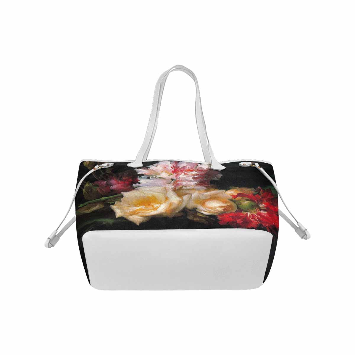 Vintage Floral Handbag, Classic Handbag, Mod 1695361 Design 30 WHITE TRIM