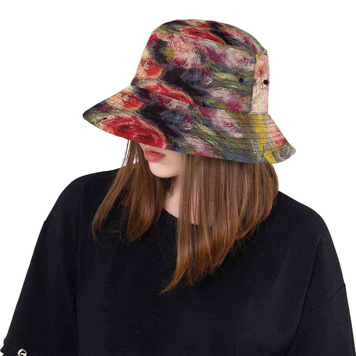 Vintage floral unisex bucket boonie Hat, outdoors hat, Design 26