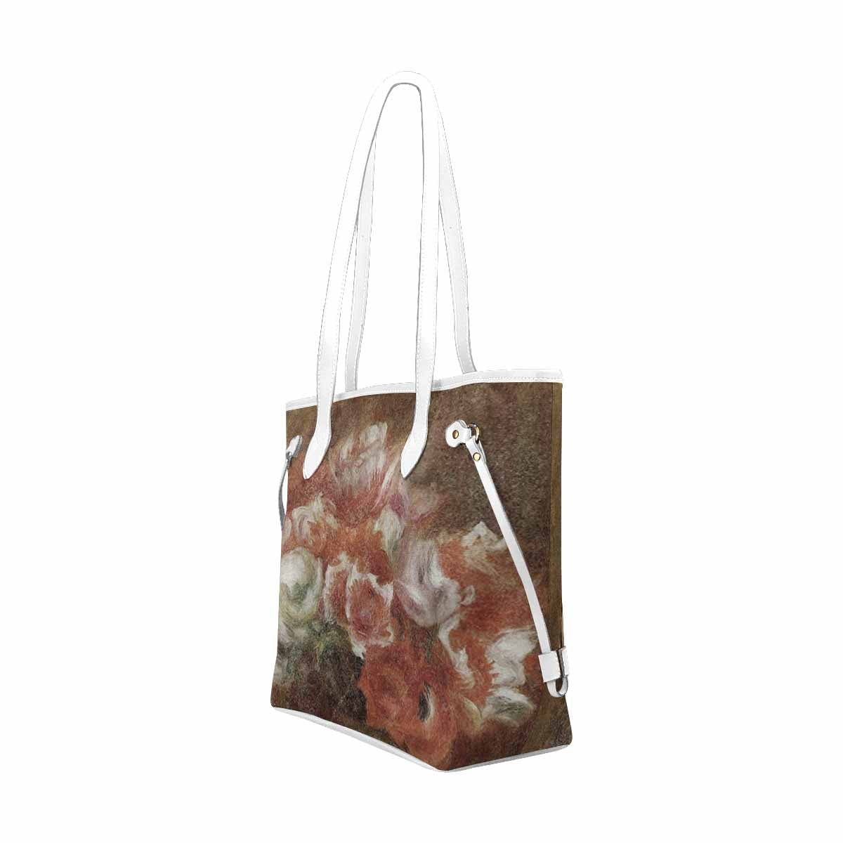 Vintage Floral Handbag, Classic Handbag, Mod 1695361 Design 15, WHITE TRIM