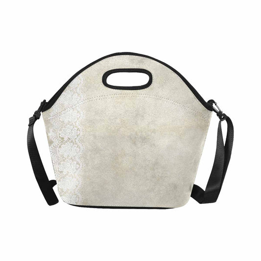 Victorian lace print insulated lunch bag, design 27