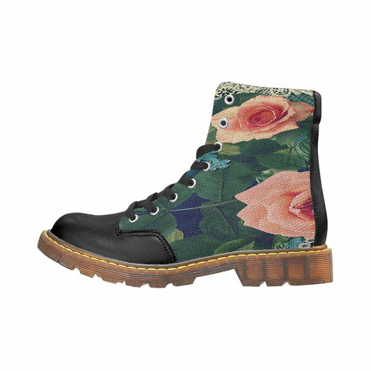 Victorian lace print, cute but tough, Winter walk about  boots, design 01