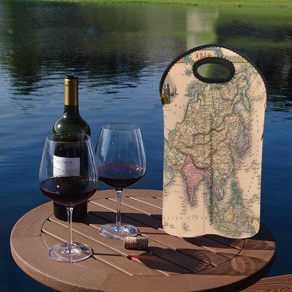 2 Bottle Antique map wine bag,Design 37