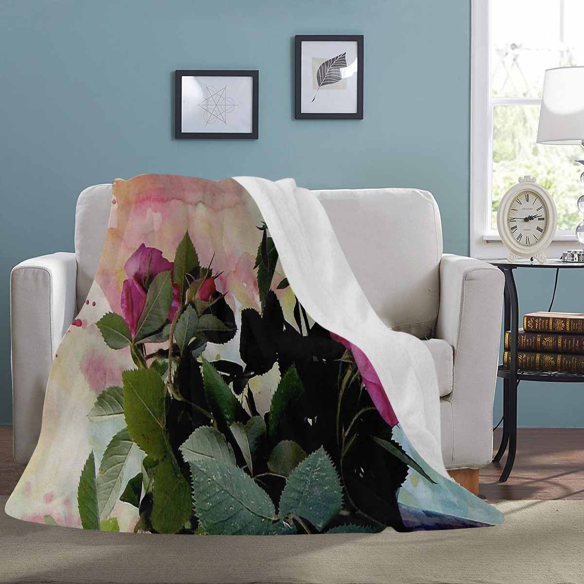 Vintage Floral BLANKET, LARGE 60 in x 80 in, Design 21 C50