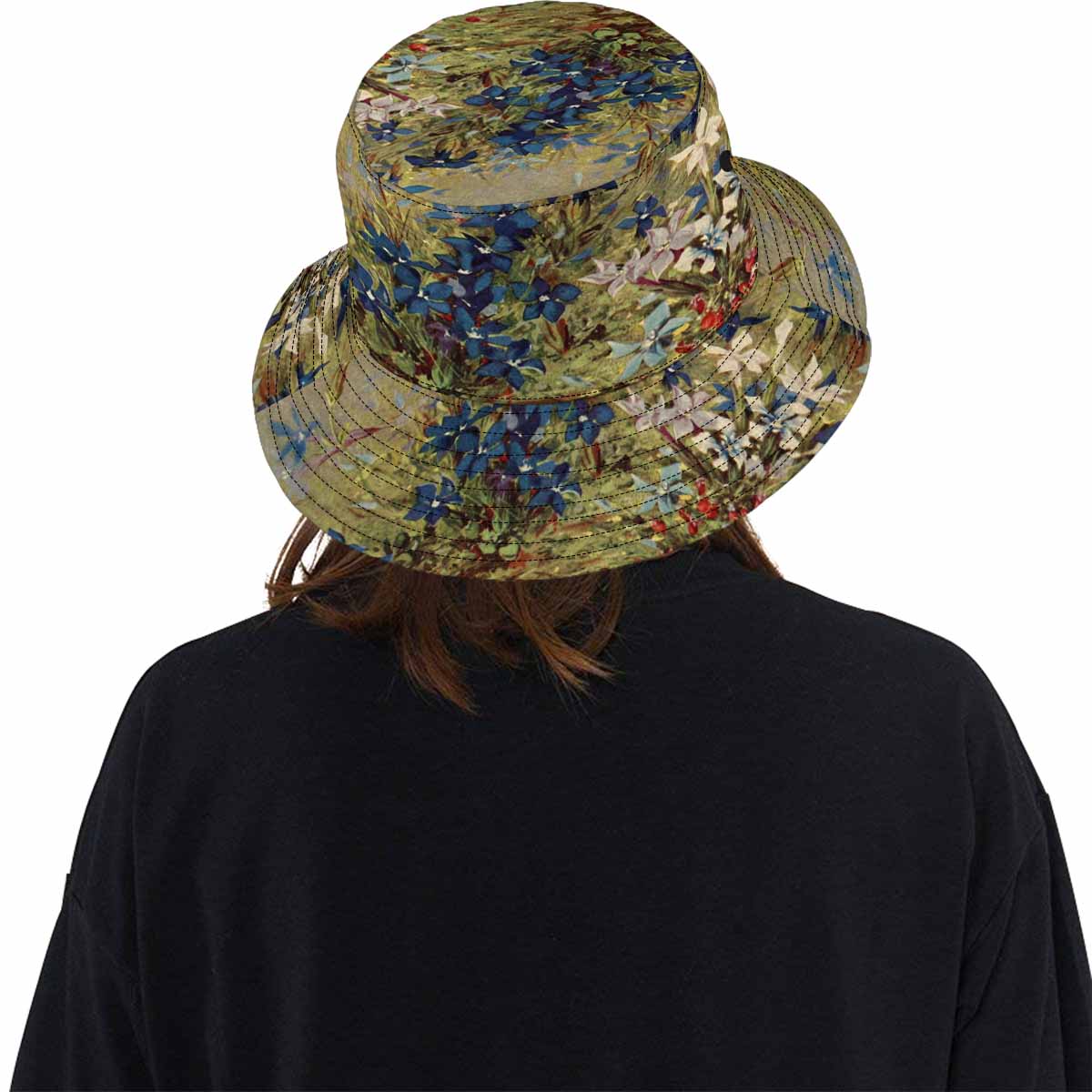 Vintage floral unisex bucket boonie Hat, outdoors hat, Design 39