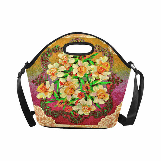 Victorian lace print insulated lunch bag, design 48