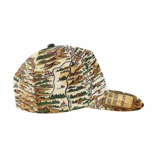 Antique Map design mens or womens deep snapback cap, trucker hat, Design 48
