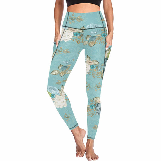 Floral 2, active wear leggings, outside surge, design 45