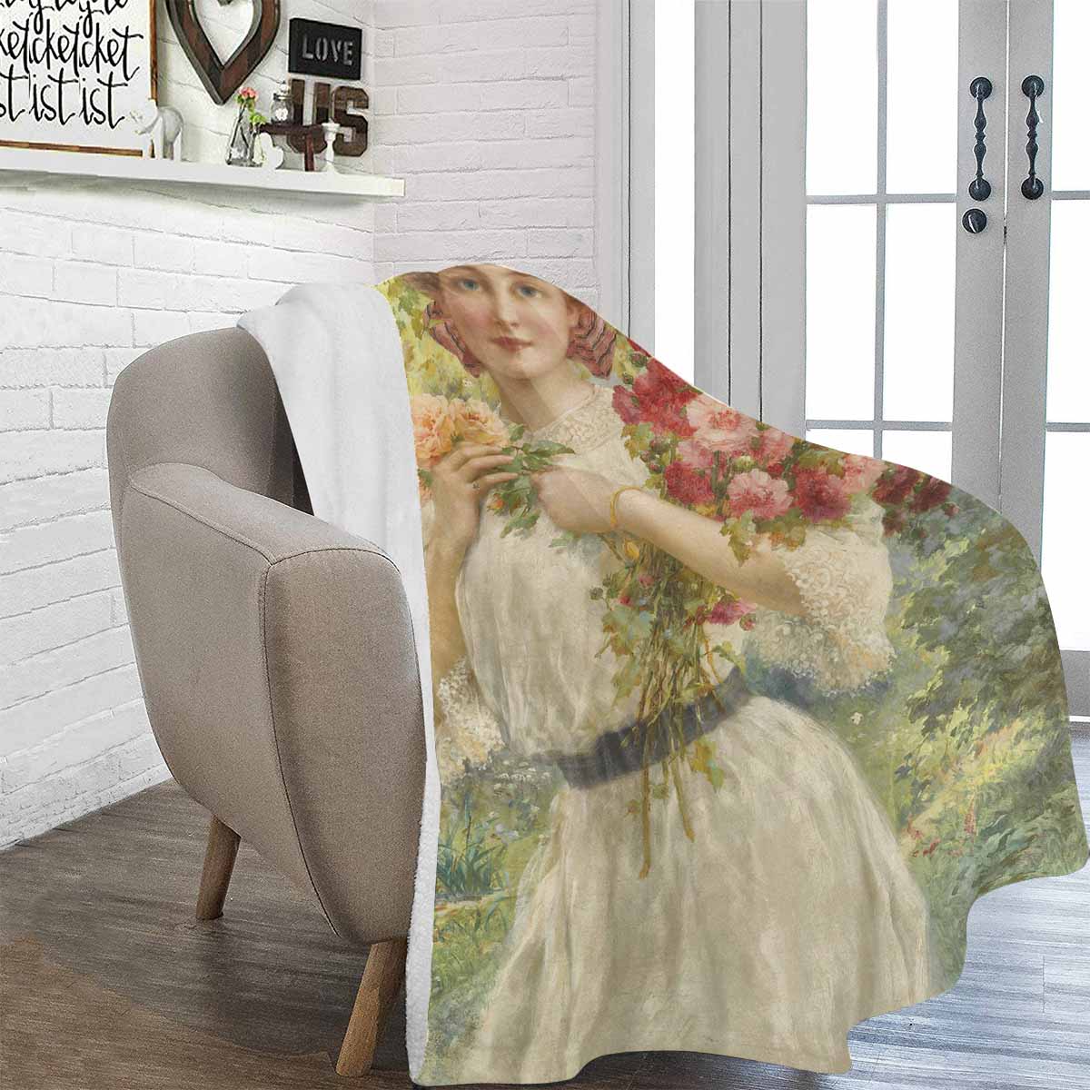 Victorian Lady Design BLANKET, LARGE 60 in x 80 in, SUMMER