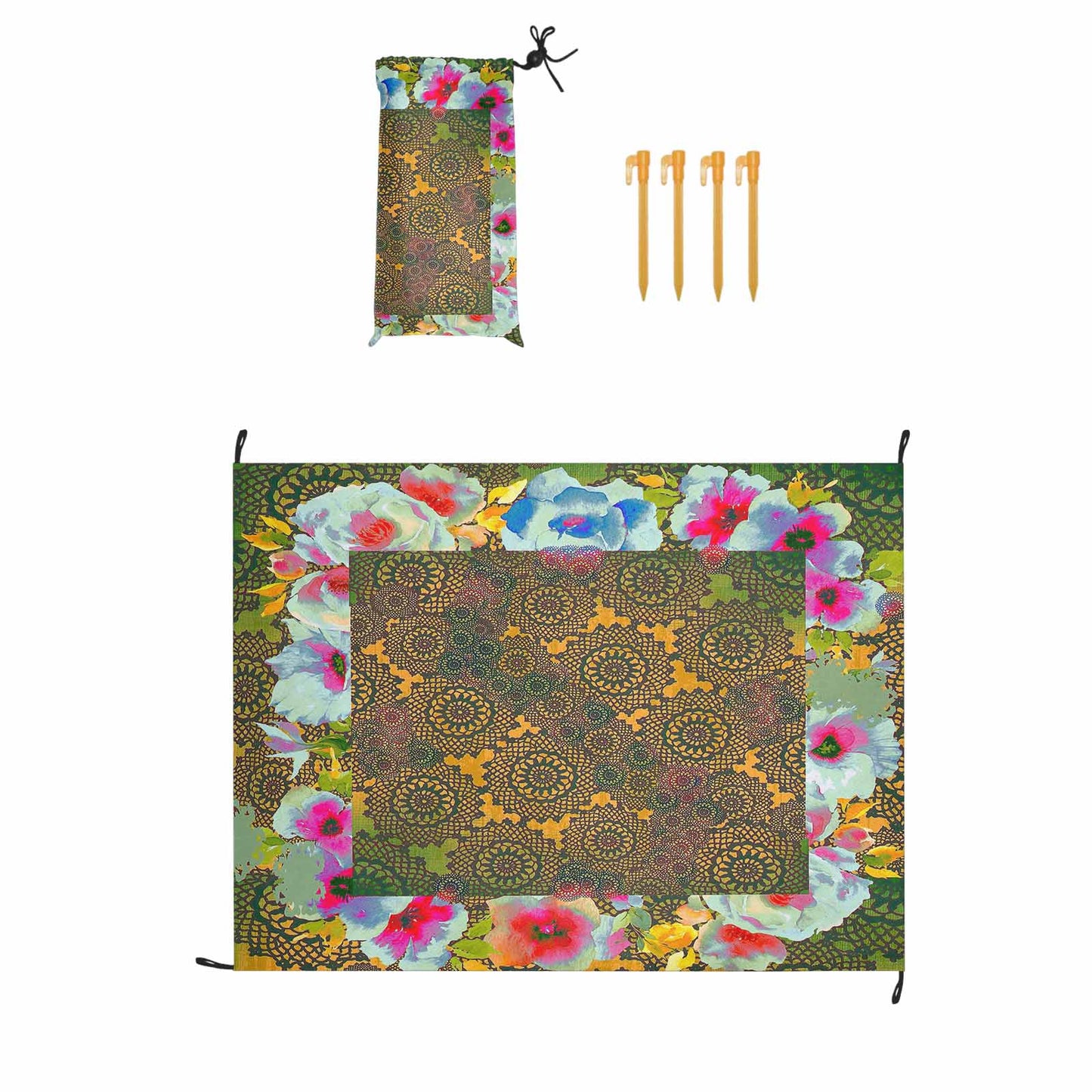 Victorian lace print waterproof picnic mat, 69 x 55in, design 15