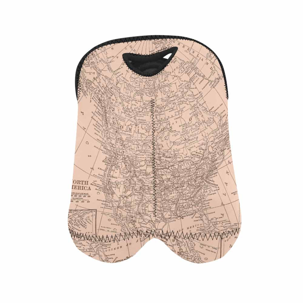 2 Bottle Antique map wine bag,Design 53