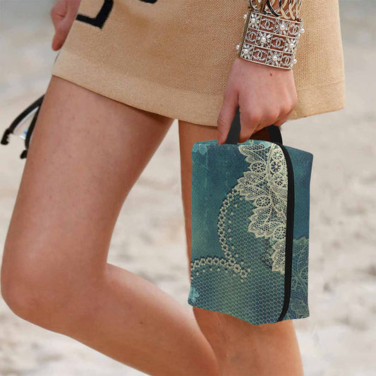 Victorian lace print toiletry comestic bag, design 04