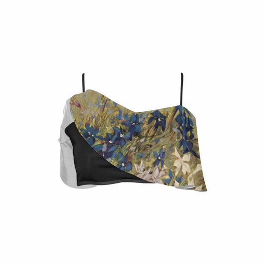 Vintage floral flounce bikini top, Design 39